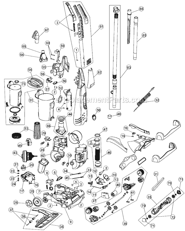 Page A Diagram and Parts List for M091980HD  Dirt Devil Upright Vacuum